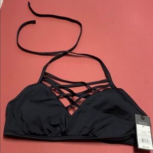 Black tie front bikini top